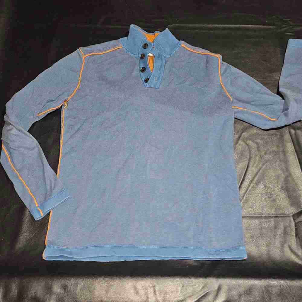 Sundance Mens Blue‎ Henley Sweater Medium